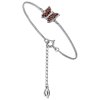 Silver bracelet with czech garnet, rhodium plated, animal - butterfly                               