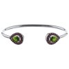 Silver bracelet with czech garnet and moldavite, rhodium plated - drop                              