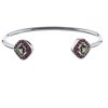 Silver bracelet with czech garnet and moldavite, rhodium plated - square                            
