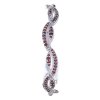 Silver bracelet with czech garnet, rhodium plated - wave                                            