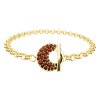 Silver bracelet with czech garnet, gold plated - circle                                             