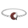 Silver bracelet with czech garnet, rhodium plated - circle                                          