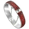 Silver bracelet with czech garnet, rhodium plated - circle                                          