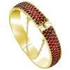 Silver bracelet with czech garnet, gold plated - circle                                             