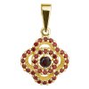 Silver pendant with czech garnet, gold plated - flower                                              