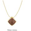 Silver pendant with czech garnet, gold plated - square                                              