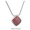 Silver pendant with czech garnet, rhodium plated - square                                           