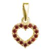 Silver pendant with czech garnet, gold plated - heart                                               