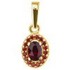 Silver pendant with czech garnet, gold plated - oval                                                