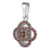 Silver pendant with czech garnet, rhodium plated - flower                                           