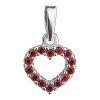 Silver pendant with czech garnet, rhodium plated - heart                                            
