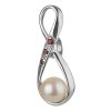 Silver pendant with czech garnet and pearl, rhodium plated - infinity                               