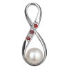 Silver pendant with czech garnet and pearl, rhodium plated - infinity                               