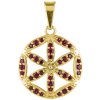 Silver pendant with czech garnet, gold plated - flower of life                                      