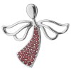 Silver pendant with czech garnet, rhodium plated - angel                                            
