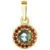 Silver pendant with czech garnet and moldavite, gold plated - circle                                
