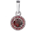 Silver pendant with czech garnet, rhodium plated - circle                                           