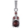 Silver pendant with czech garnet, rhodium plated                                                    