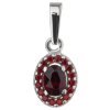 Silver pendant with czech garnet, rhodium plated - oval                                             