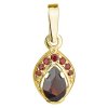 Silver pendant with czech garnet, gold plated - drop                                                