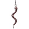 Silver pendant with czech garnet, rhodium plated, animal - snake                                    