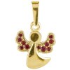 Silver pendant with czech garnet, gold plated - angel                                               