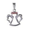 Silver pendant with czech garnet, rhodium plated - angel                                            