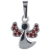 Silver pendant with czech garnet, rhodium plated - angel                                            