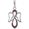 Silver pendant with czech garnet, rhodium plated - angel                                            