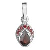 Silver pendant with czech garnet, rhodium plated - drop                                             
