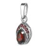 Silver pendant with czech garnet, rhodium plated - drop                                             