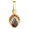 Gold pendant with czech garnet - drop                                                               