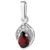 White gold pendant with czech garnet and diamond - drop                                             