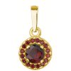 Gold pendant with czech garnet - circle                                                             