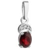 White gold pendant with czech garnet and diamond - oval                                             
