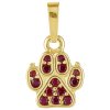 Silver pendant with czech garnet, gold plated - paw                                                 