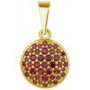 Silver pendant with czech garnet, gold plated - circle                                              