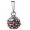 Silver pendant with czech garnet, rhodium plated - ball                                             