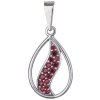 Silver pendant with czech garnet, rhodium plated - drop                                             