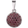 Silver pendant with czech garnet, rhodium plated - circle                                           
