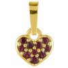 Silver pendant with czech garnet, gold plated - heart                                               