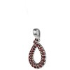 Silver pendant with czech garnet, rhodium plated - drop                                             
