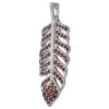 Silver pendant with czech garnet, rhodium plated - feather                                          