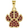 Silver pendant with czech garnet, gold plated - paw                                                 