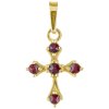 Silver pendant with czech garnet, gold plated - cross                                               