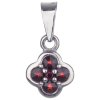 Silver pendant with czech garnet, rhodium plated - flower                                           