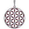Silver pendant with czech garnet, rhodium plated - flower of life                                   