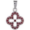 Silver pendant with czech garnet, rhodium plated - flower                                           