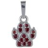 Silver pendant with czech garnet, rhodium plated - paw                                              