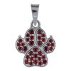 Silver pendant with czech garnet, rhodium plated - paw                                              